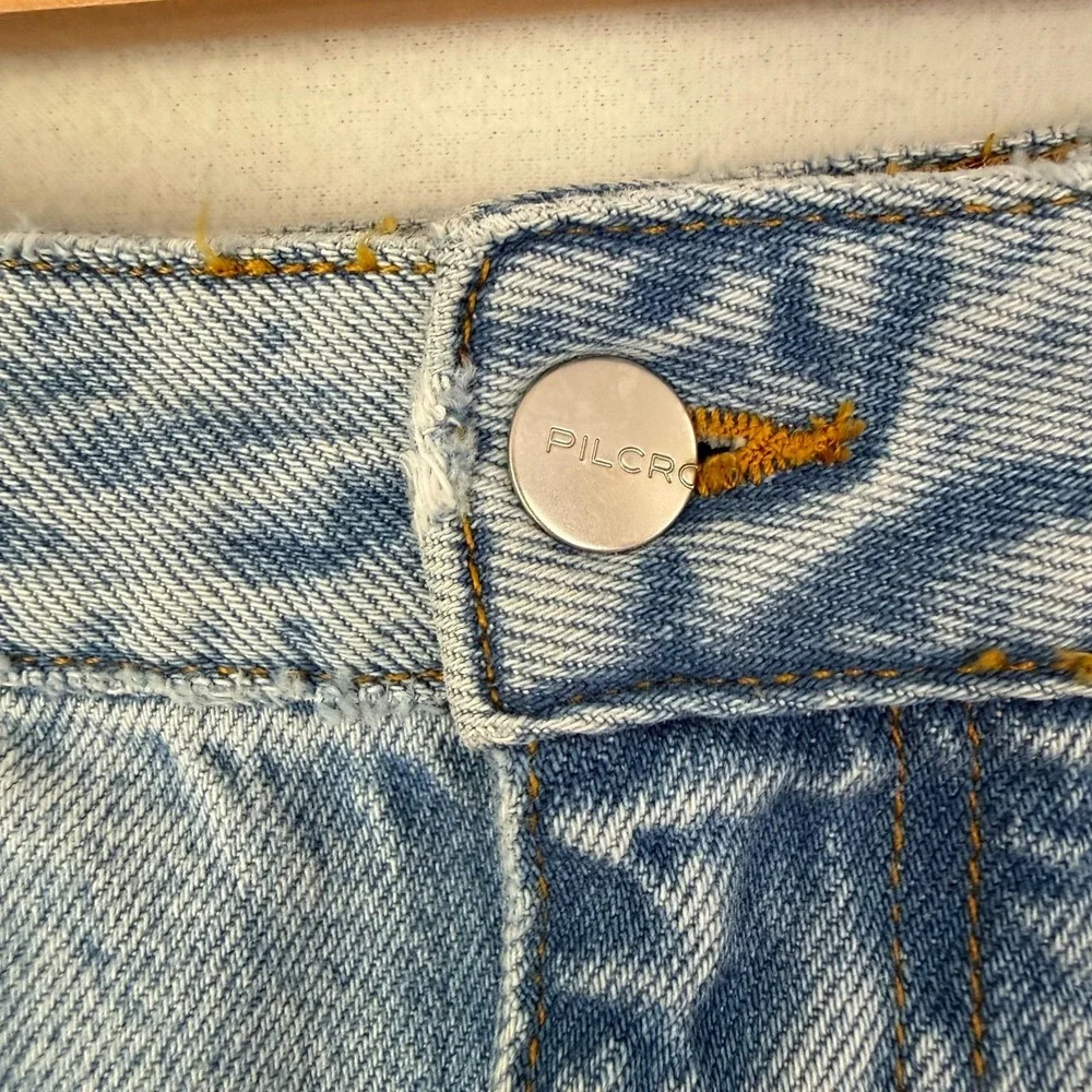 Anthropologie Pilcro Madi Women's 12 Front Slit Denim Maxi Skirt Light Wash Y2K